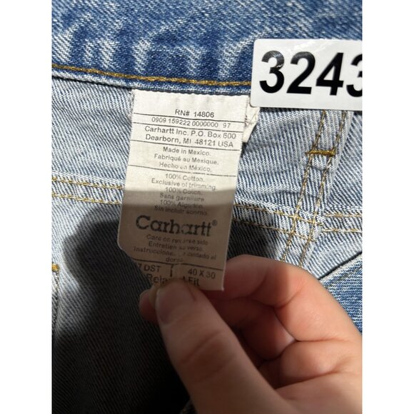 Carhartt Jeans Mens 40x30 Blue Relaxed Fit B17 DST Tapered Denim Pants - Picture 7 of 7